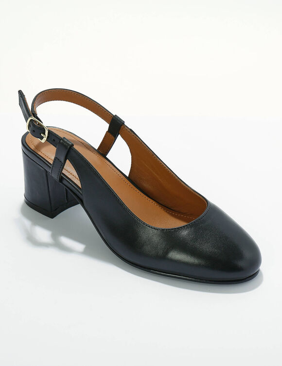 Slingback pumps in leer, LWG-gecertificeerd (zwart) Slingback pumps in leer, LWG-gecertificeerd (zwart)